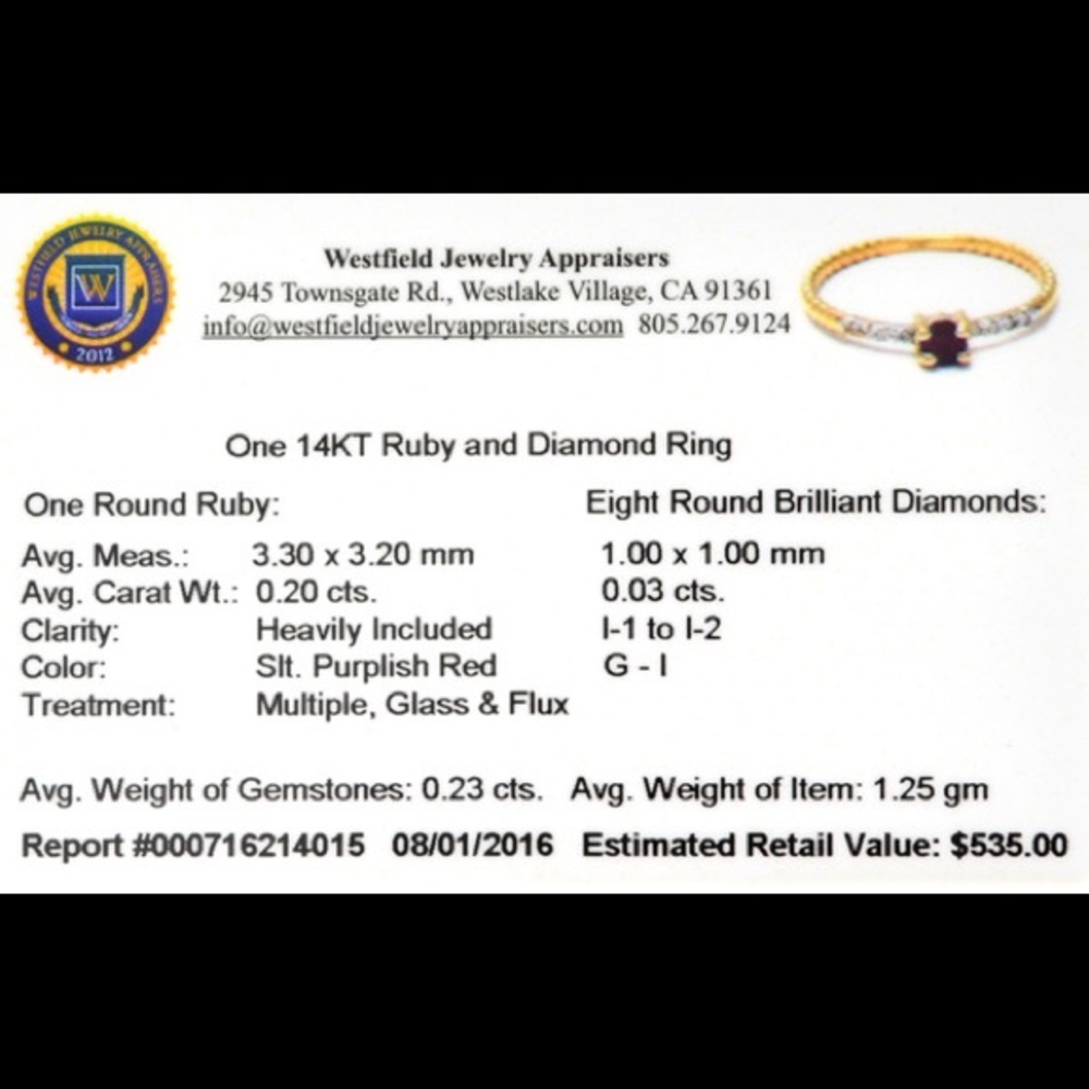 Modern Minimalist Ruby Diamond 14k Stack Ring Bea… - image 2